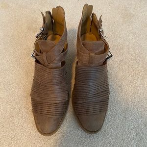 Brown leather booties